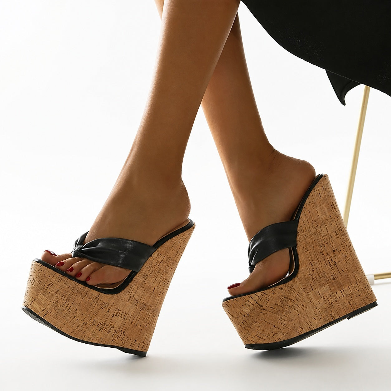 Sandalias de Cuña Plataforma Mujer Corcho Tira Anudada