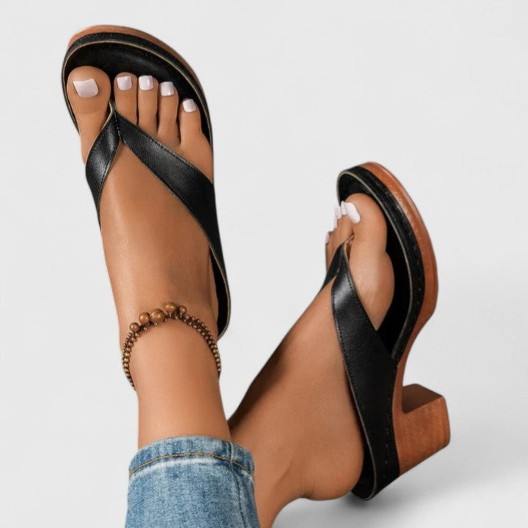 Sandalias de Dedo con Tacón Chunky Mujer