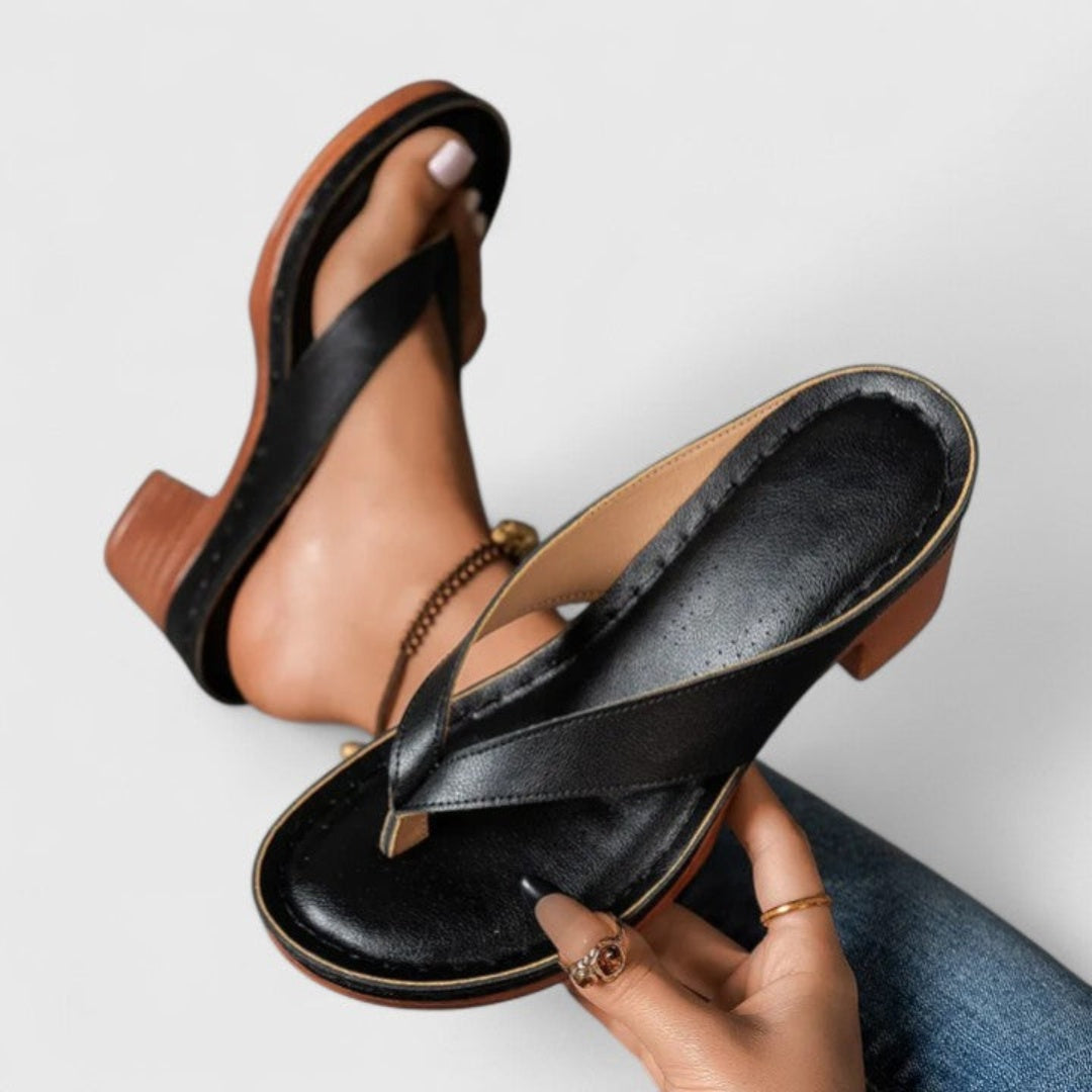 Sandalias de Dedo con Tacón Chunky Mujer