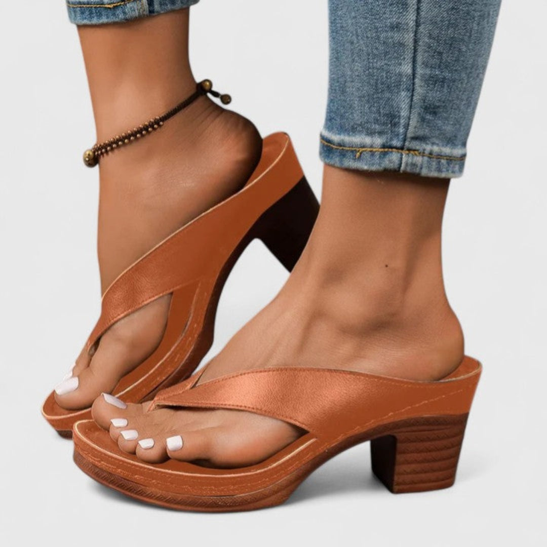Sandalias de Dedo con Tacón Chunky Mujer