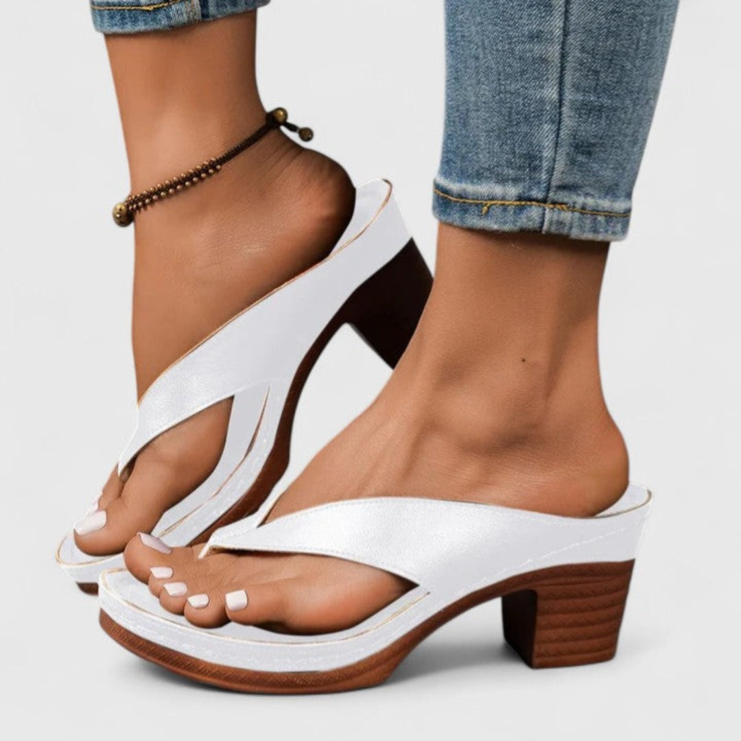 Sandalias de Dedo con Tacón Chunky Mujer