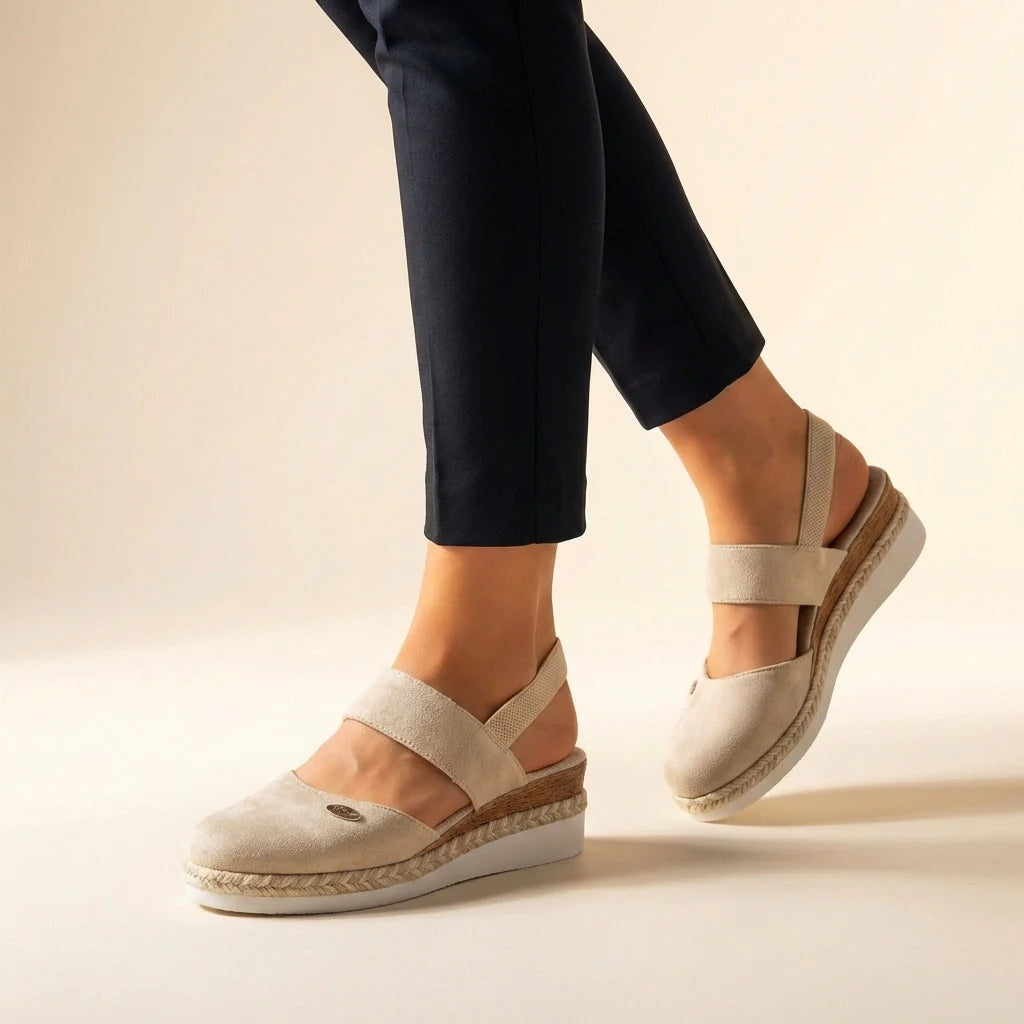 Sandalias de Plataforma Esparto Mujer Tira Elástica