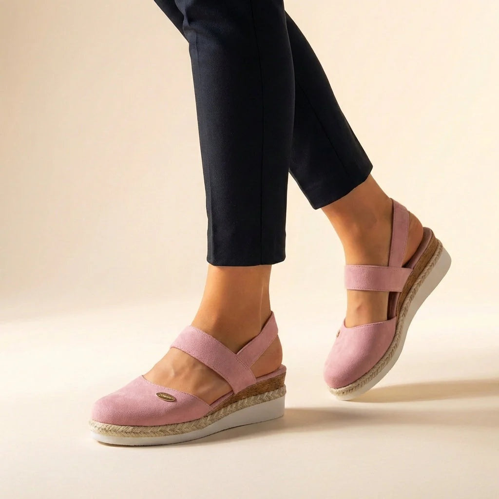 Sandalias de Plataforma Esparto Mujer Tira Elástica