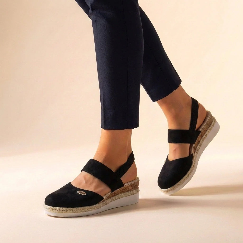 Sandalias de Plataforma Esparto Mujer Tira Elástica