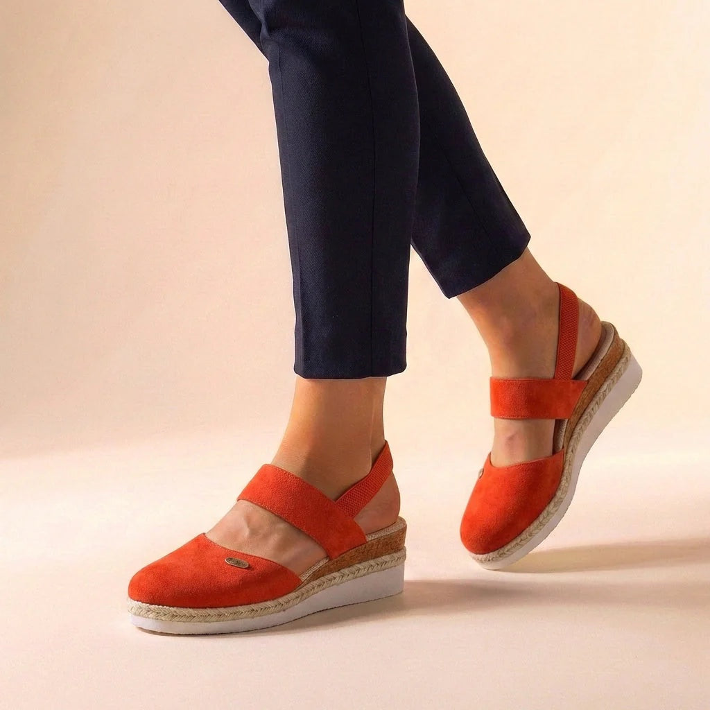 Sandalias de Plataforma Esparto Mujer Tira Elástica