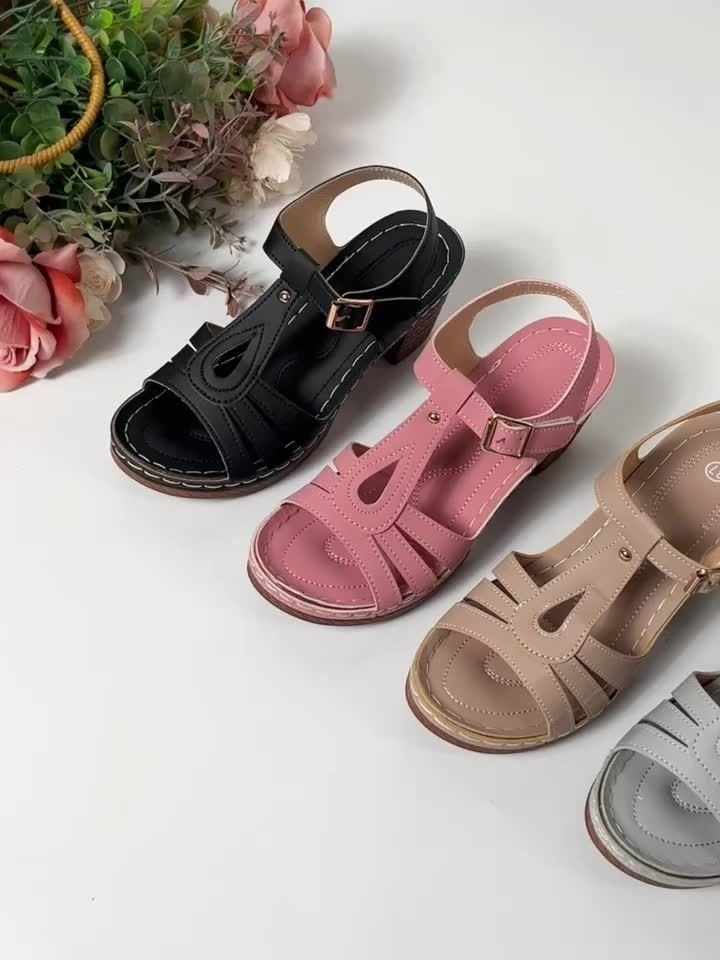 Sandalias de Tacón Bloque Mujer Hebilla Ajustable
