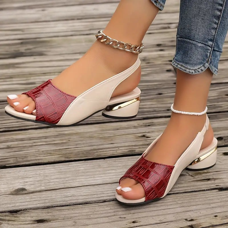 Sandalias de Tacón con Textura Cocodrilo Mujer Destalonadas