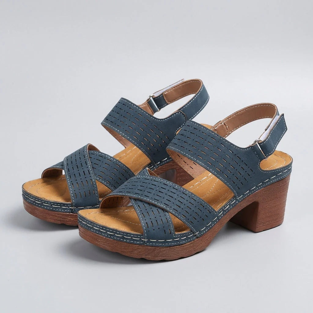 Sandalias de Tacón Plataforma Mujer Tiras Cruzadas