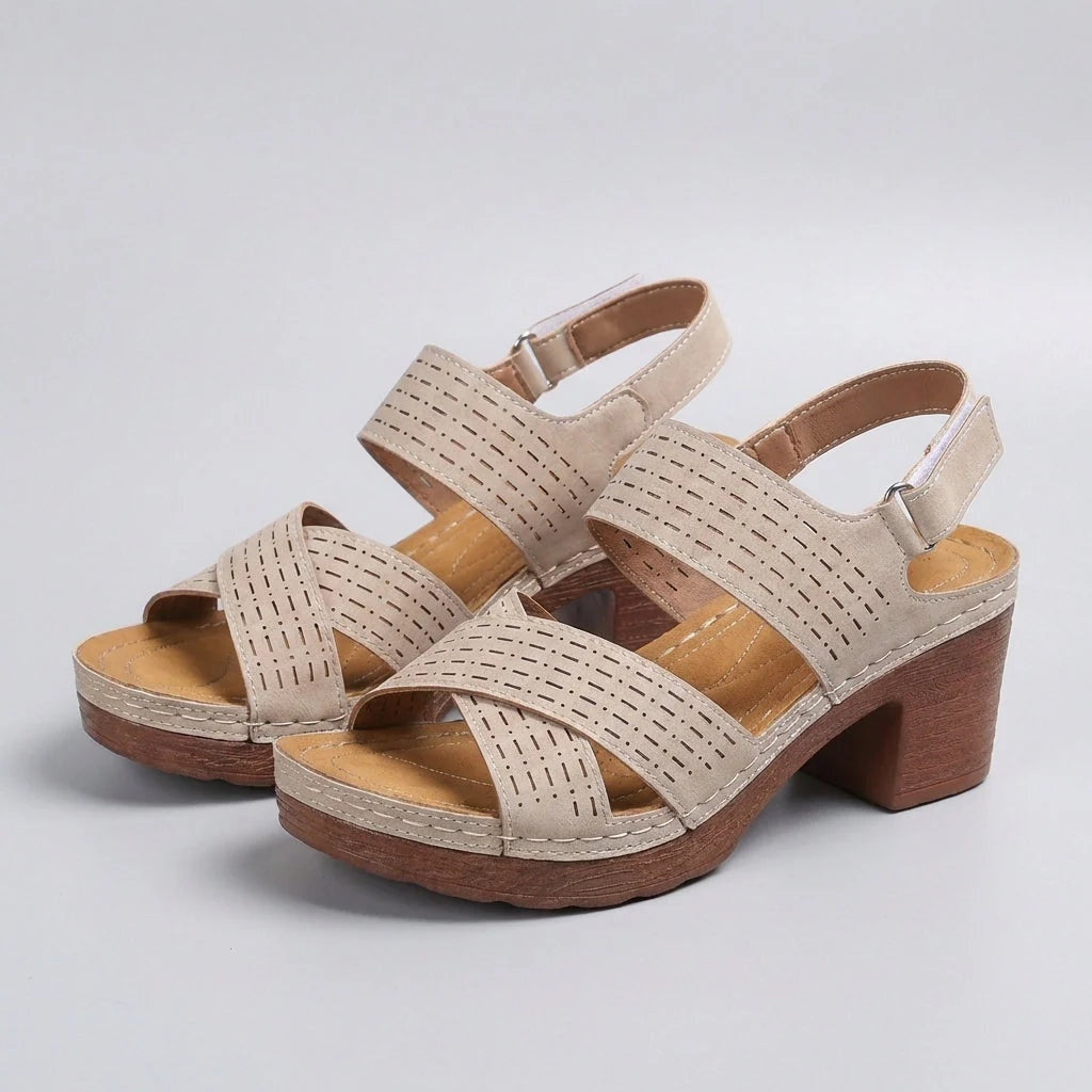 Sandalias de Tacón Plataforma Mujer Tiras Cruzadas