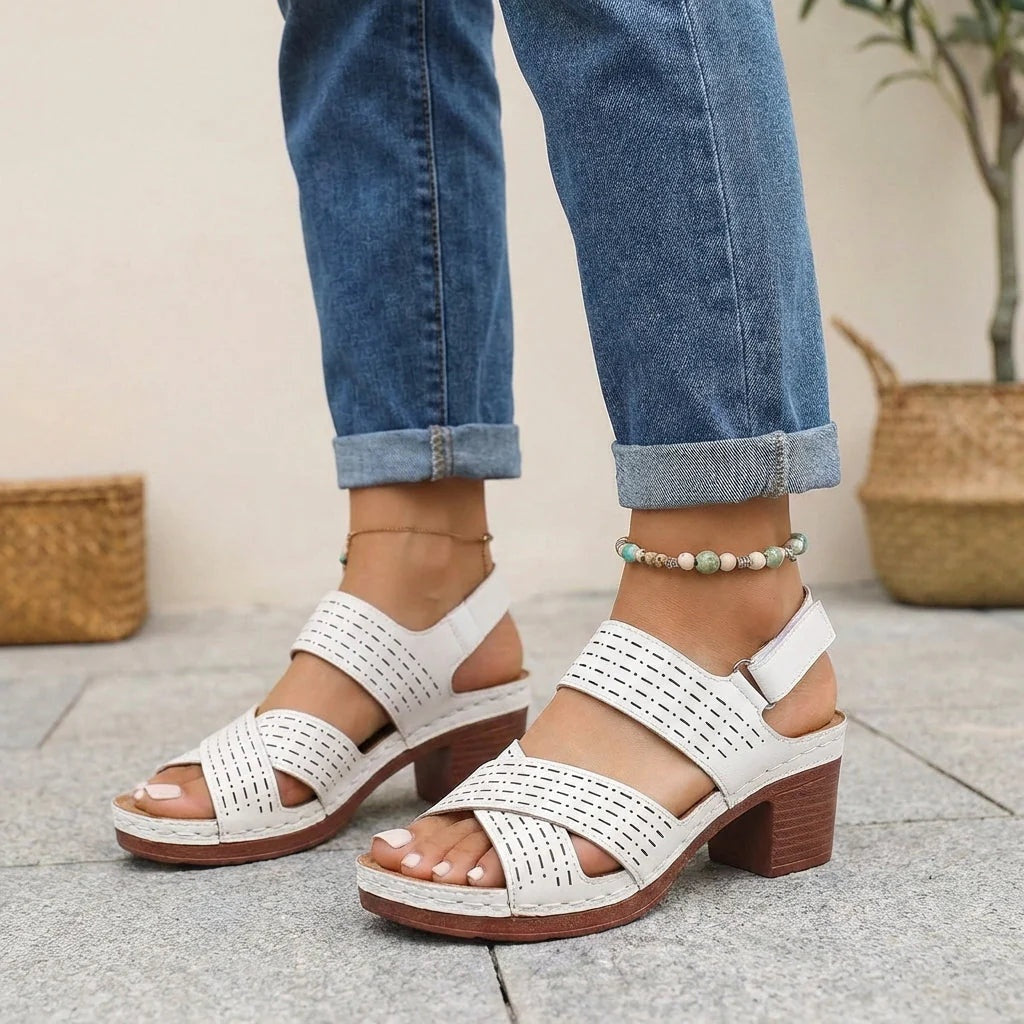 Sandalias de Tacón Plataforma Mujer Tiras Cruzadas