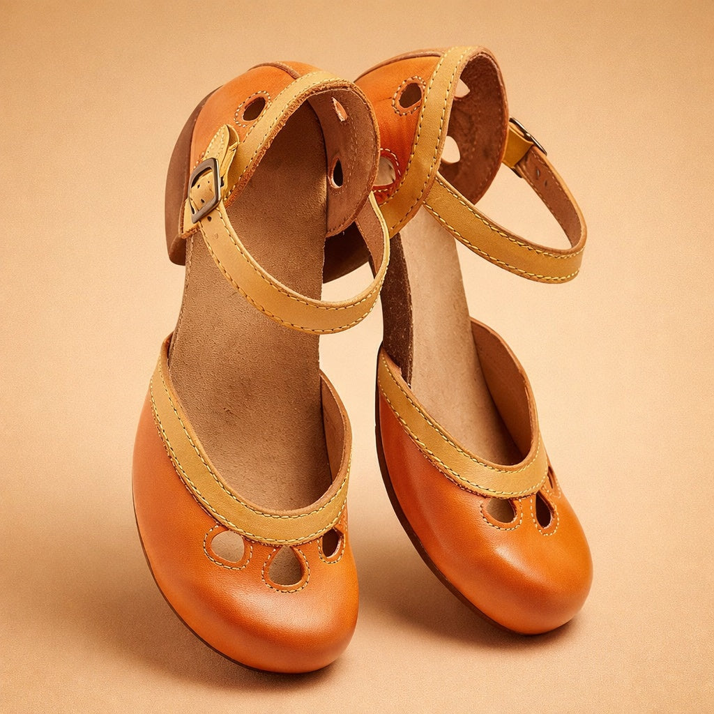 Sandalias de Tacón Vintage Mujer Hebilla