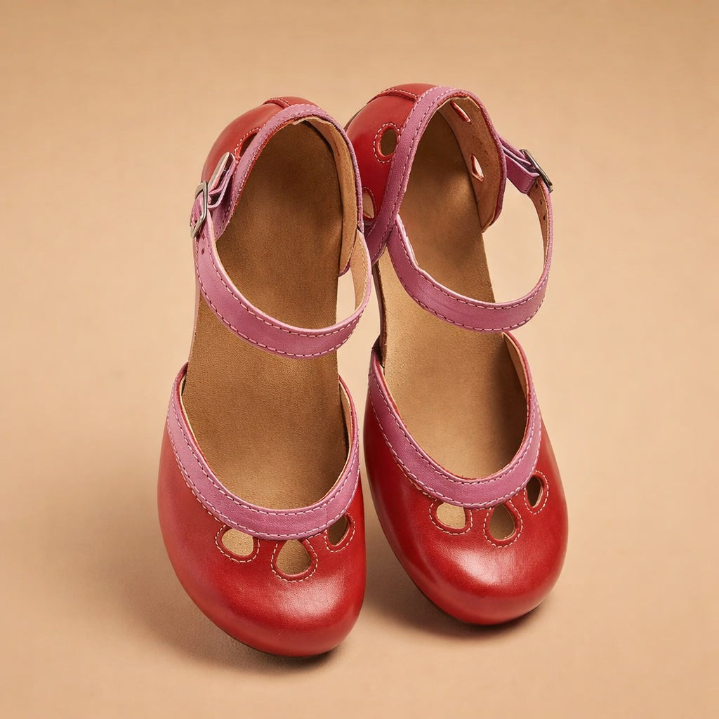 Sandalias de Tacón Vintage Mujer Hebilla