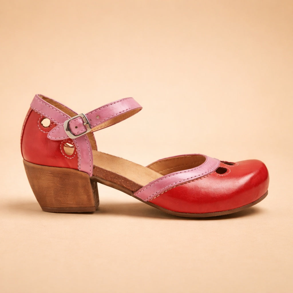 Sandalias de Tacón Vintage Mujer Hebilla