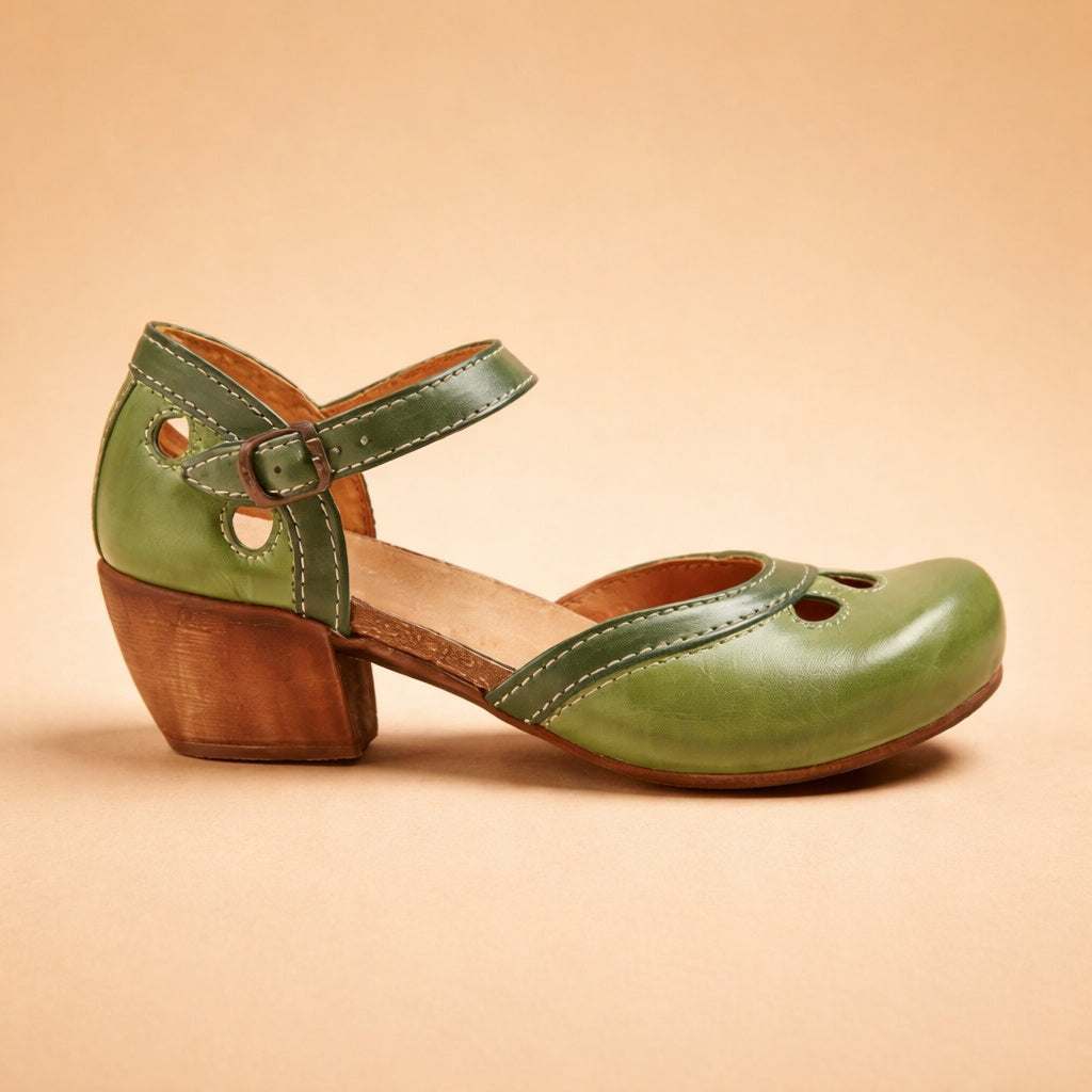 Sandalias de Tacón Vintage Mujer Hebilla