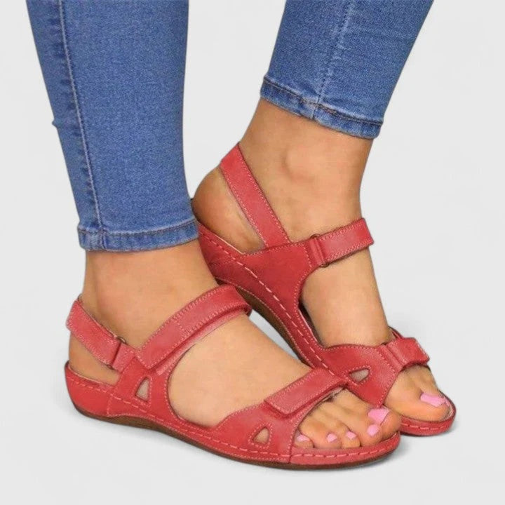 Sandalias Planas con Tiras Cruzadas Mujer Hebilla