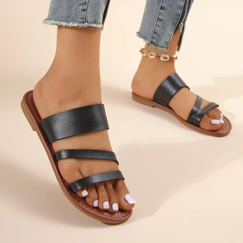 Sandalias Planas de Tiras Cruzadas Mujer