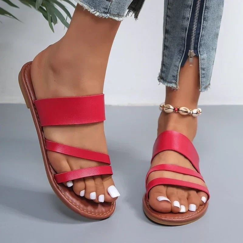 Sandalias Planas de Tiras Cruzadas Mujer