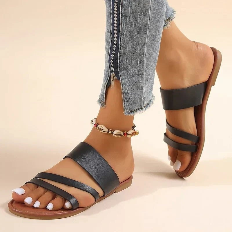 Sandalias de Tiras Cruzadas de Cuero Hombre Planta Acolchada