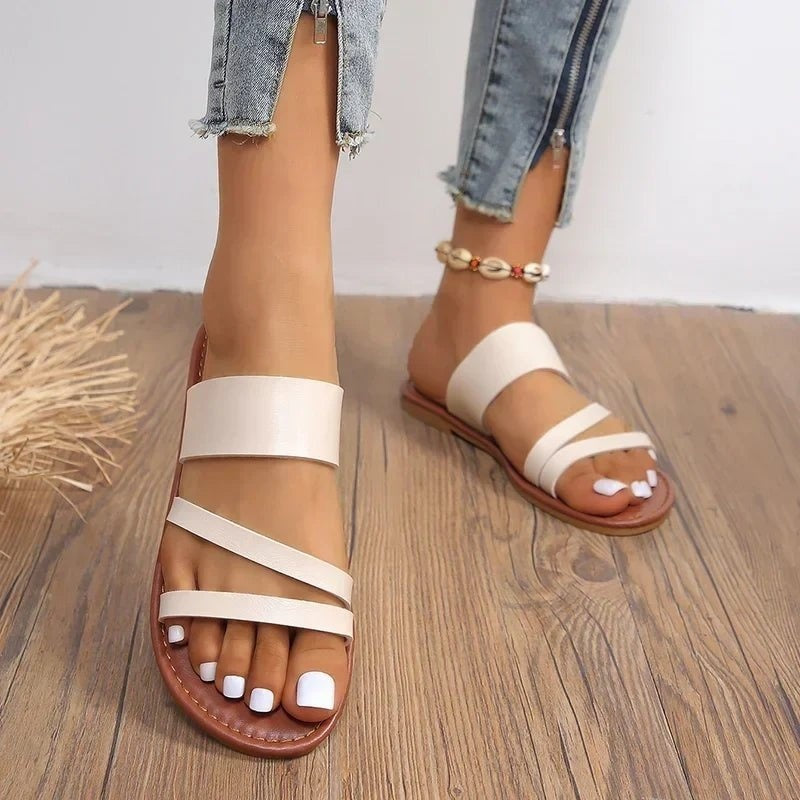 Sandalias de Tiras Cruzadas de Cuero Hombre Planta Acolchada