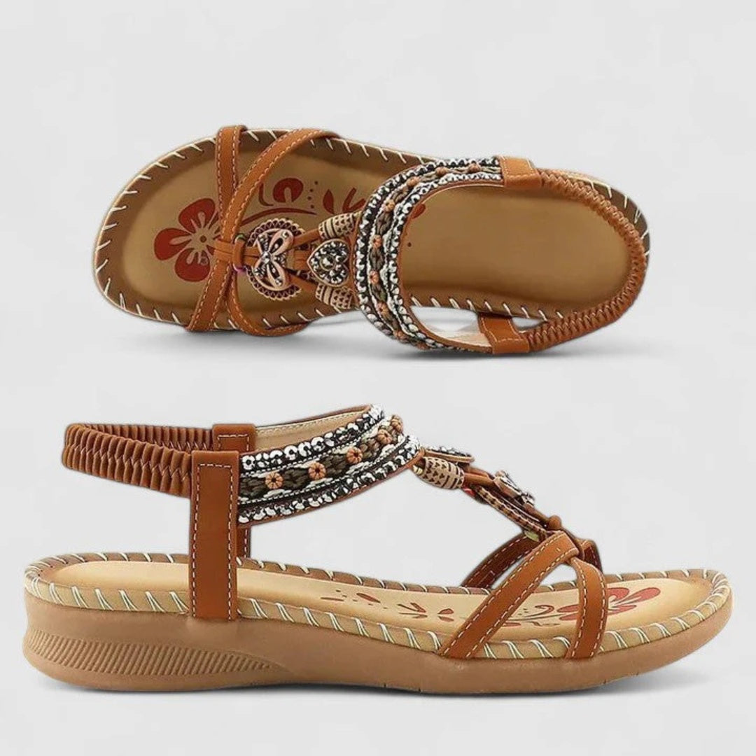 Sandalias Planas Romanas Mujer Tiras Bordadas
