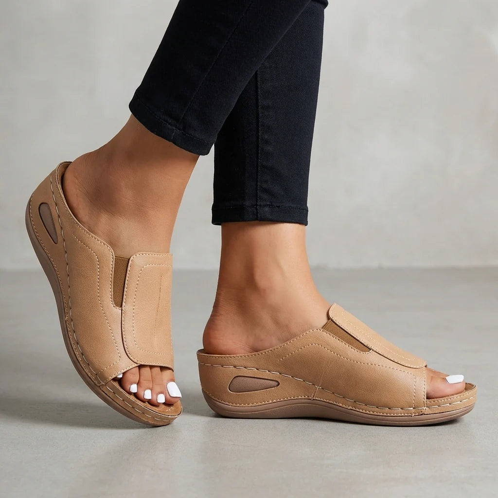 Sandalias Planas Slip On Mujer Abertura Lateral