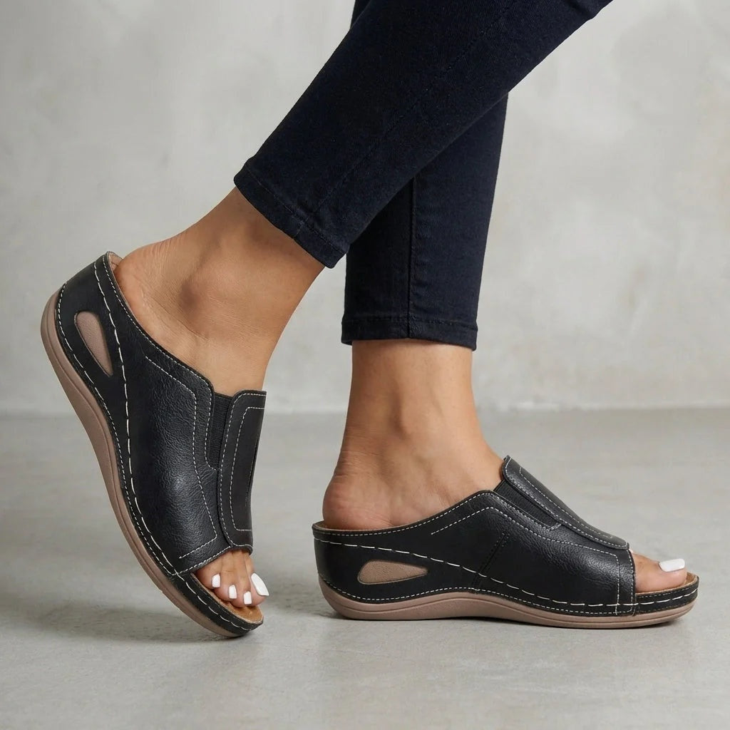 Sandalias Planas Slip On Mujer Abertura Lateral