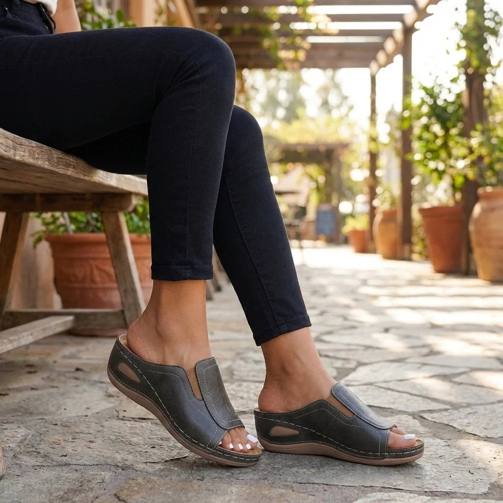 Sandalias Planas Slip On Mujer Abertura Lateral