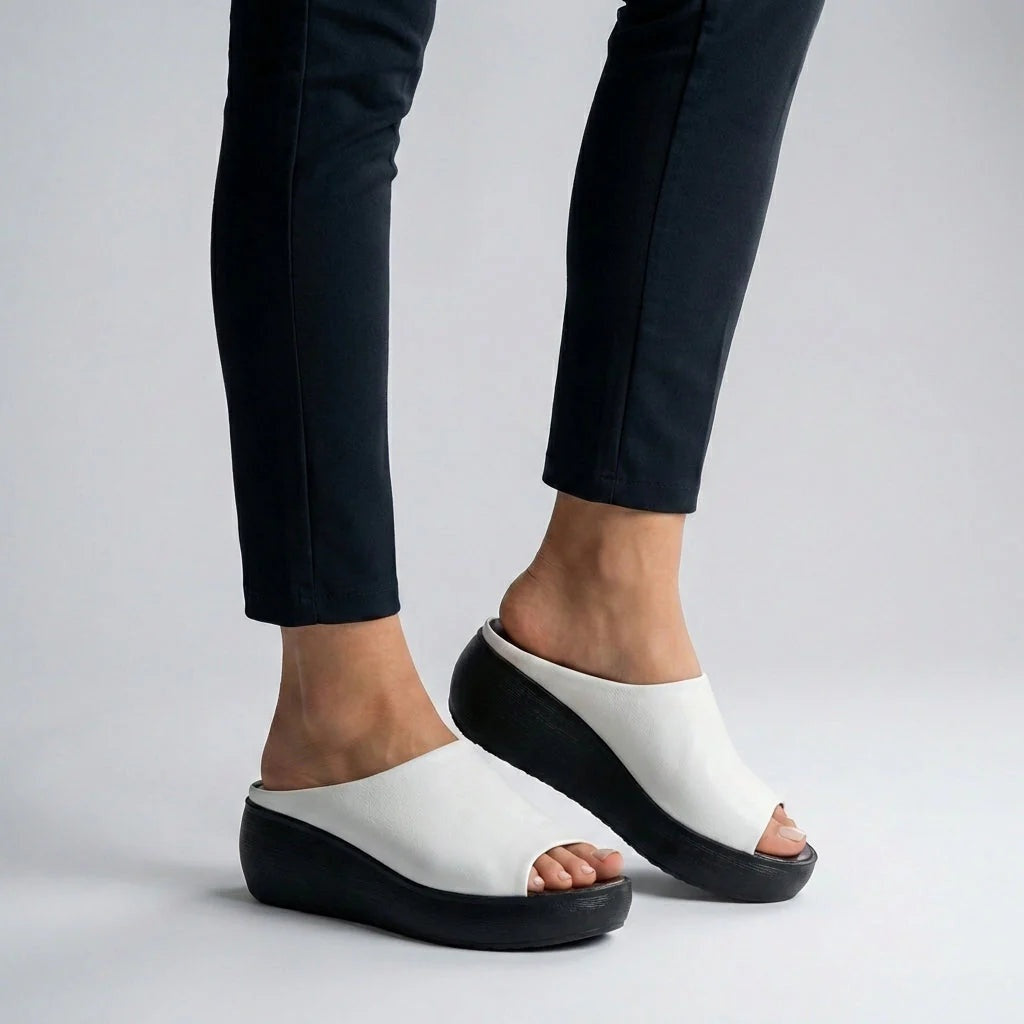 Sandalias Plataforma Mujer Sin Cordones Punta Abierta