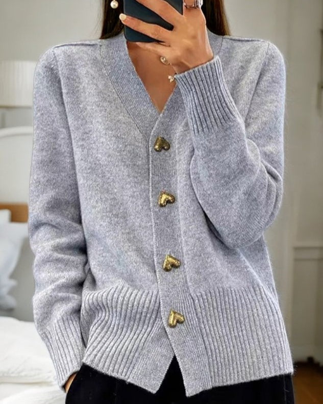 Sandra | Jersey Fino de Punto Mujer Botones Escote V
