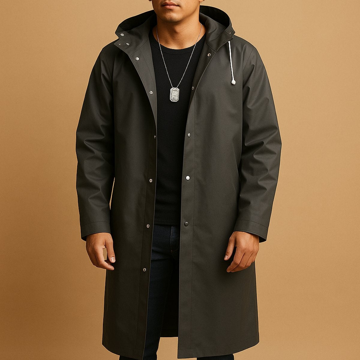 Sergio | Chaqueta Impermeable Larga Hombre con Capucha