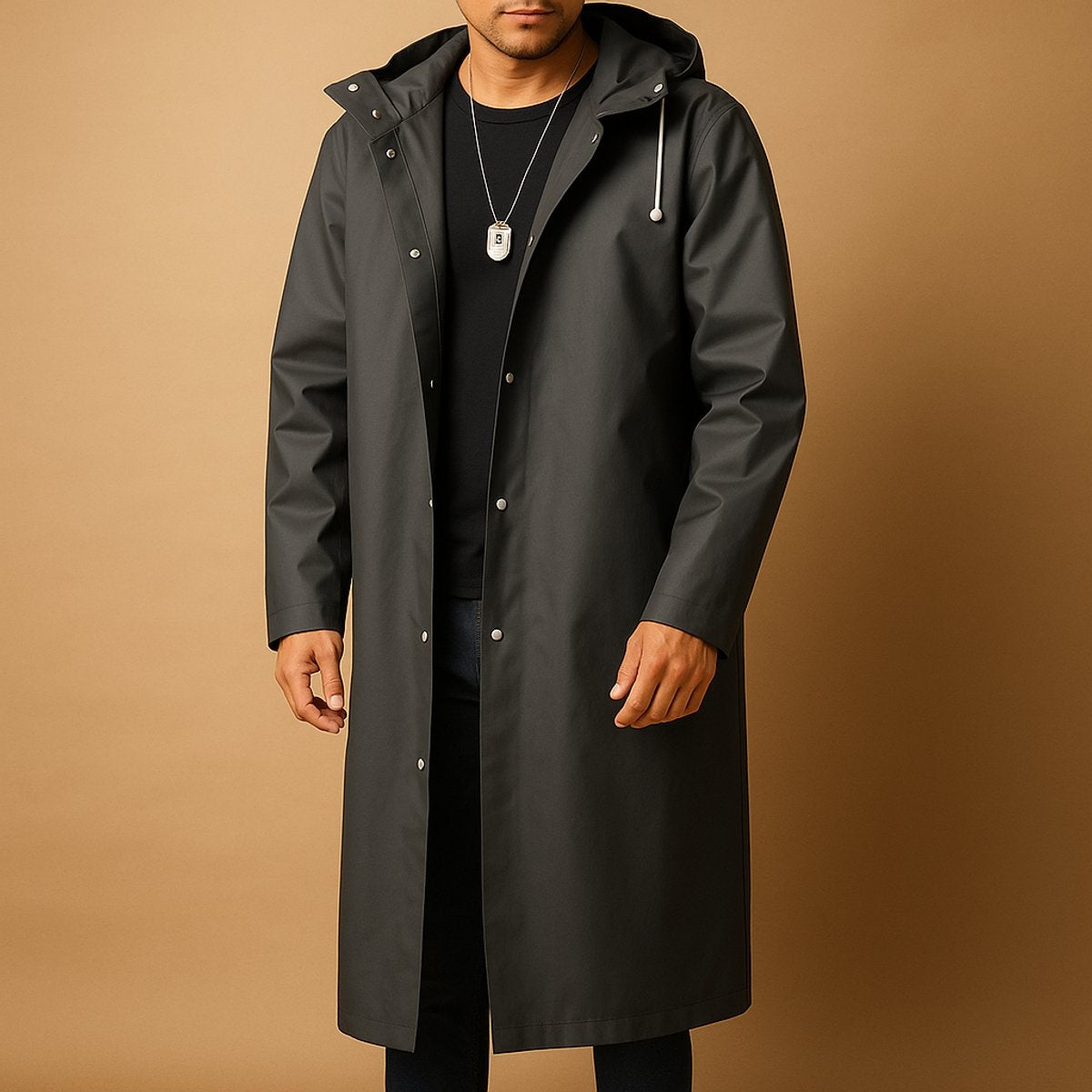 Sergio | Chaqueta Impermeable Larga Hombre con Capucha