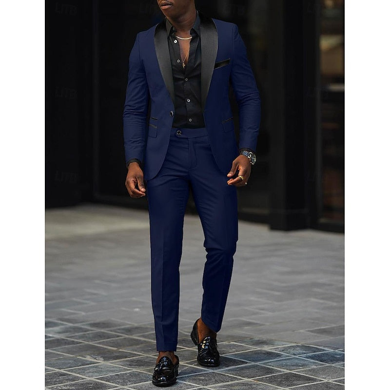 Sergio | Traje de Novio Hombre Dos Piezas Solapa Satinada