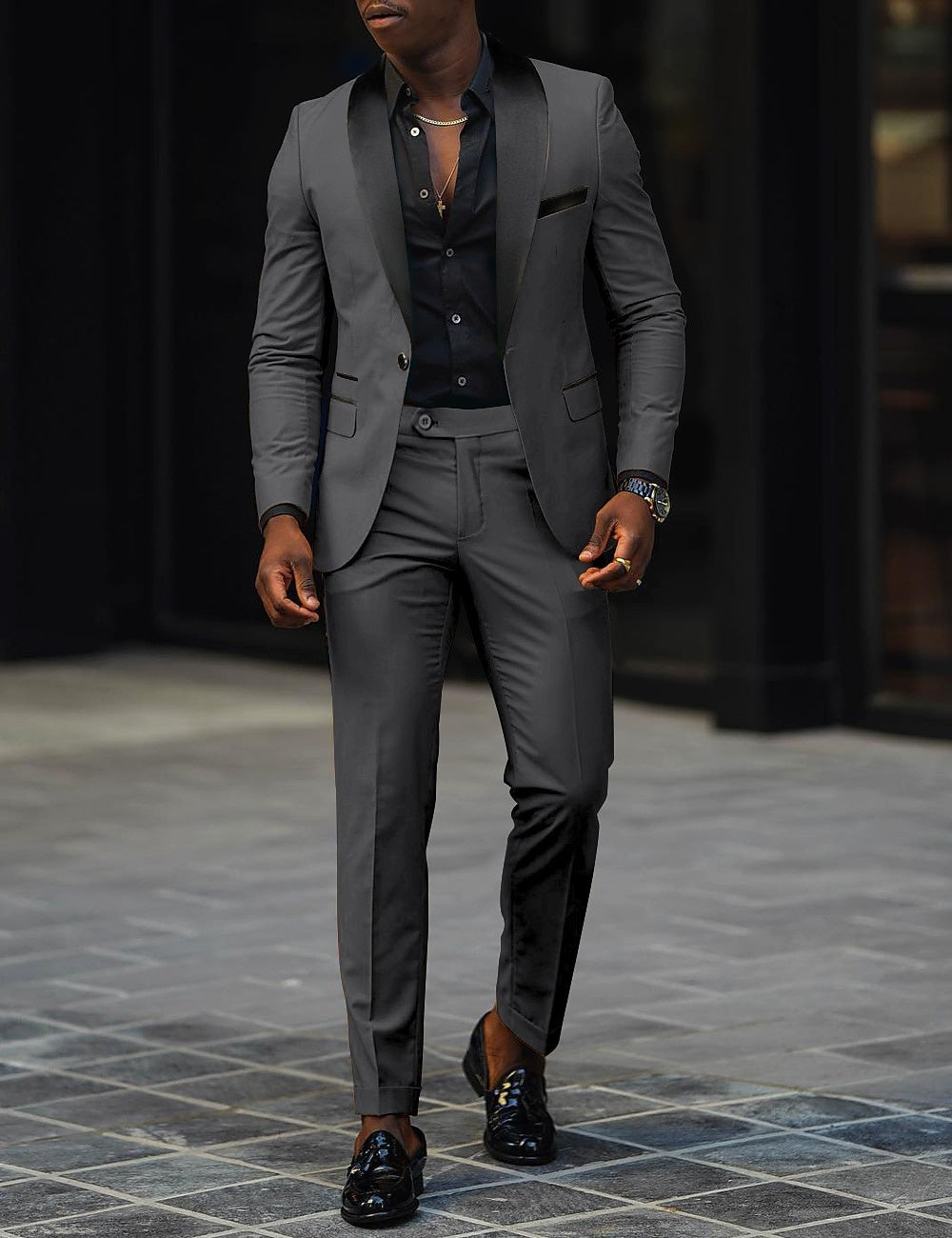 Sergio | Traje de Novio Hombre Dos Piezas Solapa Satinada