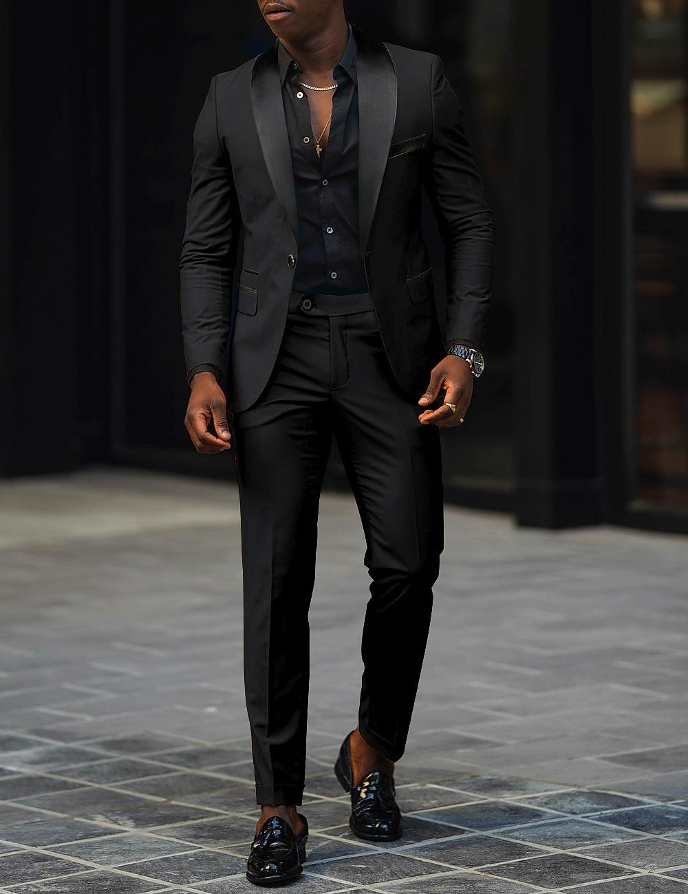 Sergio | Traje de Novio Hombre Dos Piezas Solapa Satinada