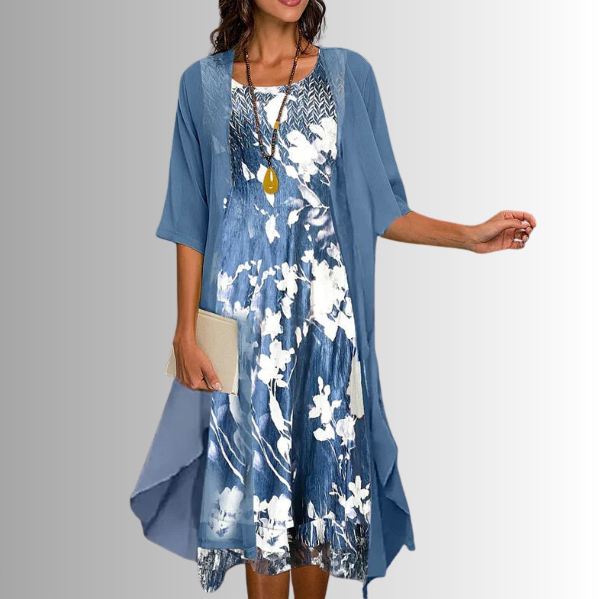 Silvia | Conjunto Elegante Estampado Floral Mujer Manga 3/4