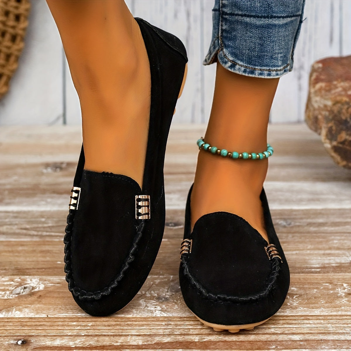Sofía | Mocasines Mujer Hebilla Metálica Costuras