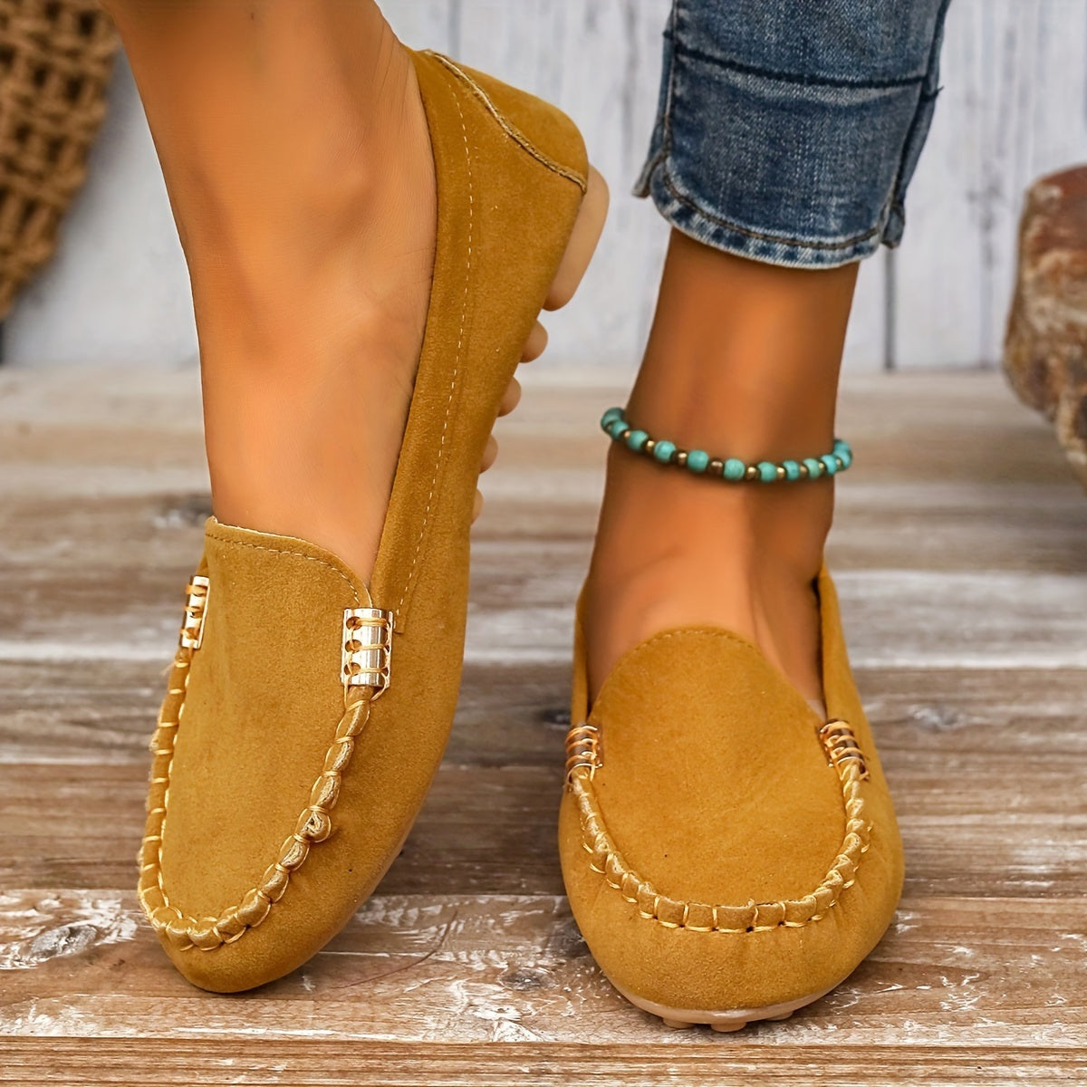 Sofía | Mocasines Mujer Hebilla Metálica Costuras