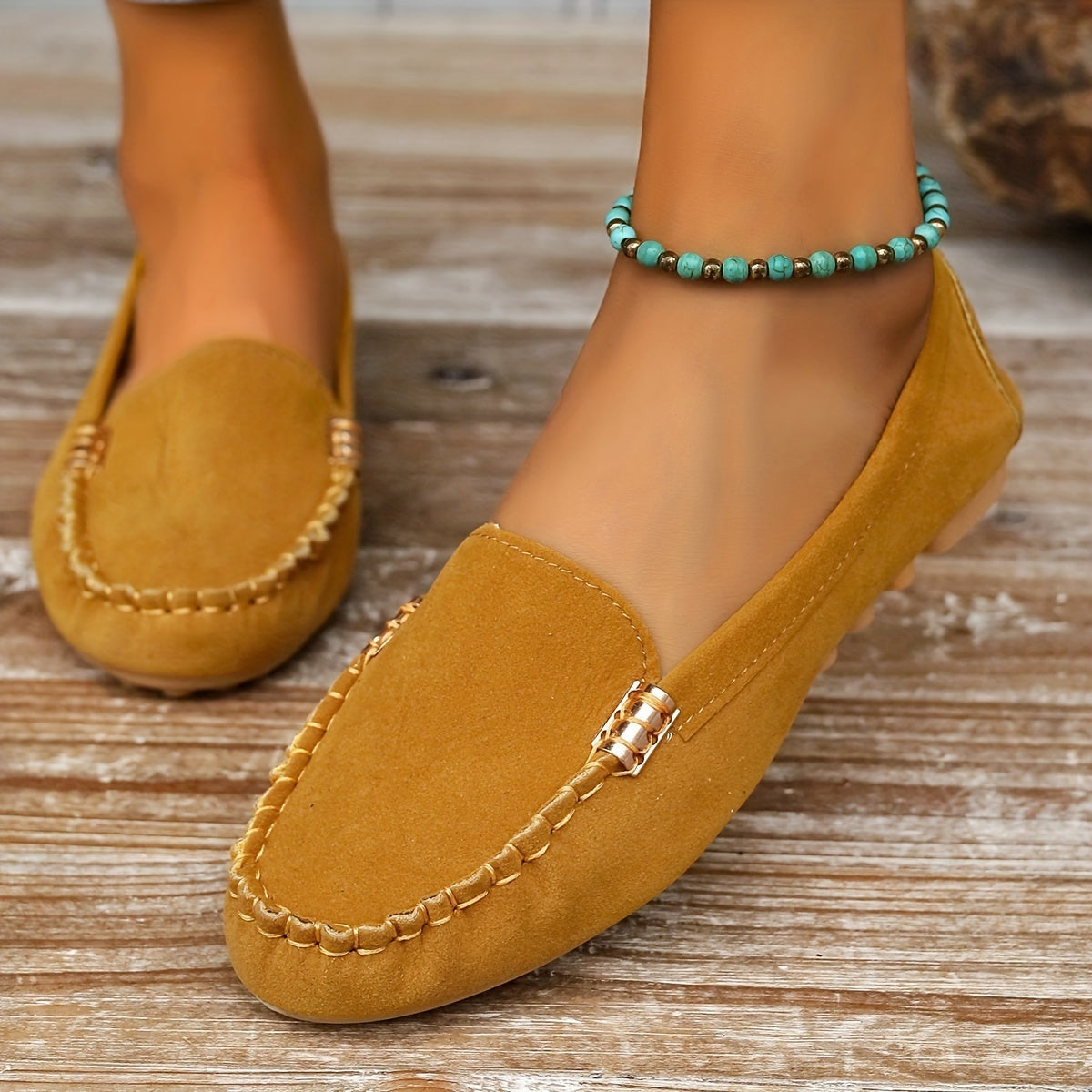 Sofía | Mocasines Mujer Hebilla Metálica Costuras