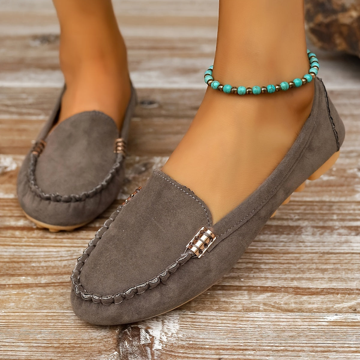 Sofía | Mocasines Mujer Hebilla Metálica Costuras