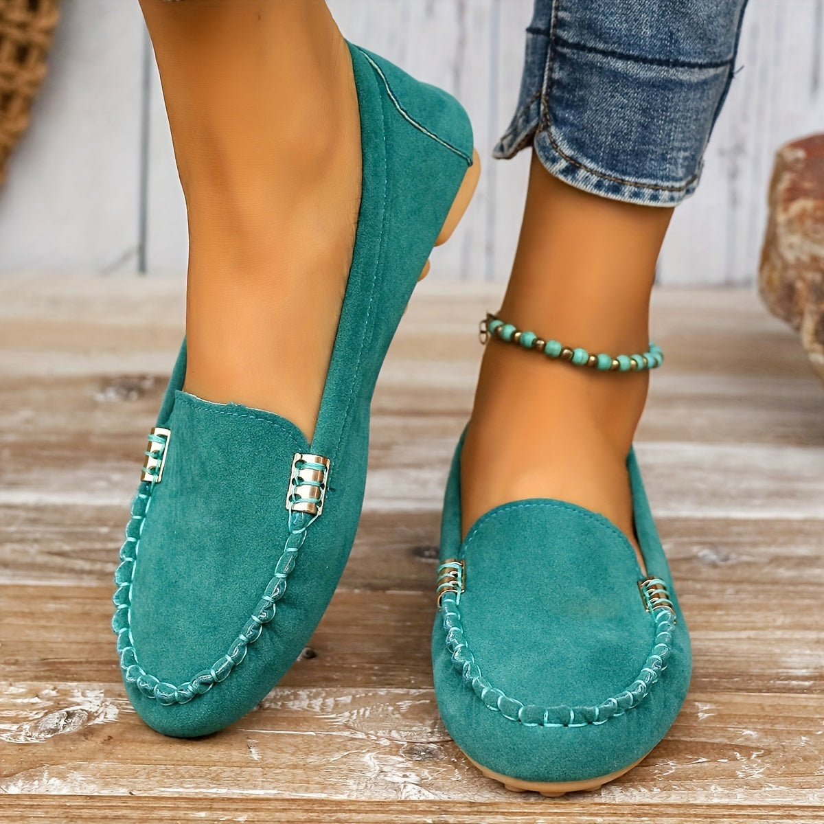 Sofía | Mocasines Mujer Hebilla Metálica Costuras