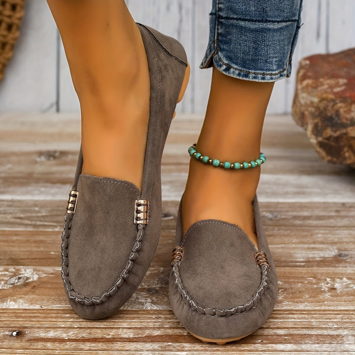 Sofía | Mocasines Mujer Hebilla Metálica Costuras