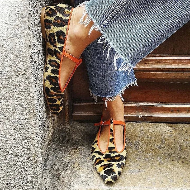 Sofía | Zapatos Planos de Ante con Tira en T Mujer Punta Afilada