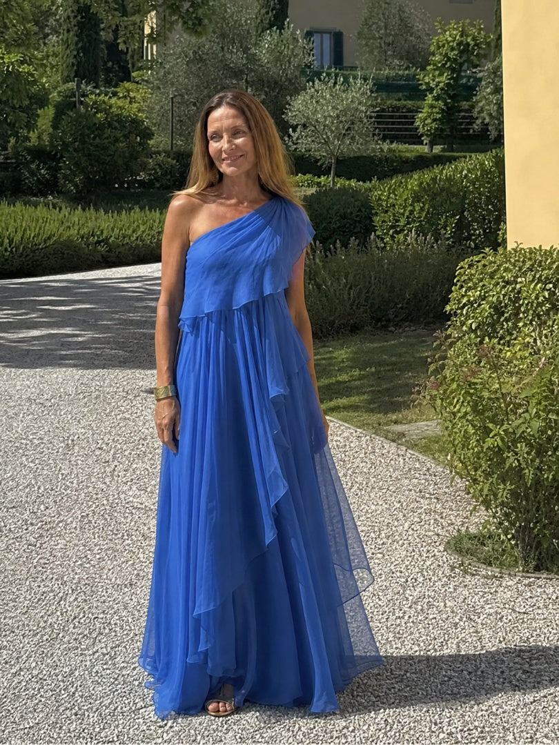 Soledad | Vestido de Invitada Invierno con Volantes Mujer Un Hombro
