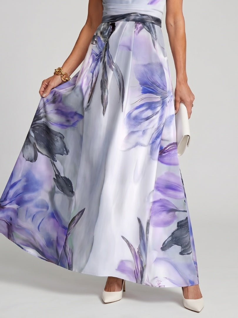 Soledad | Vestido Largo de Graduación Estampado Floral Mujer Cuello Halter