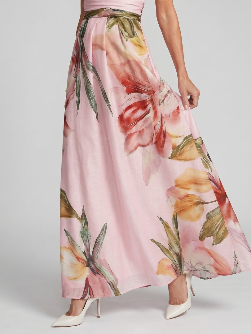 Soledad | Vestido Largo de Graduación Estampado Floral Mujer Cuello Halter
