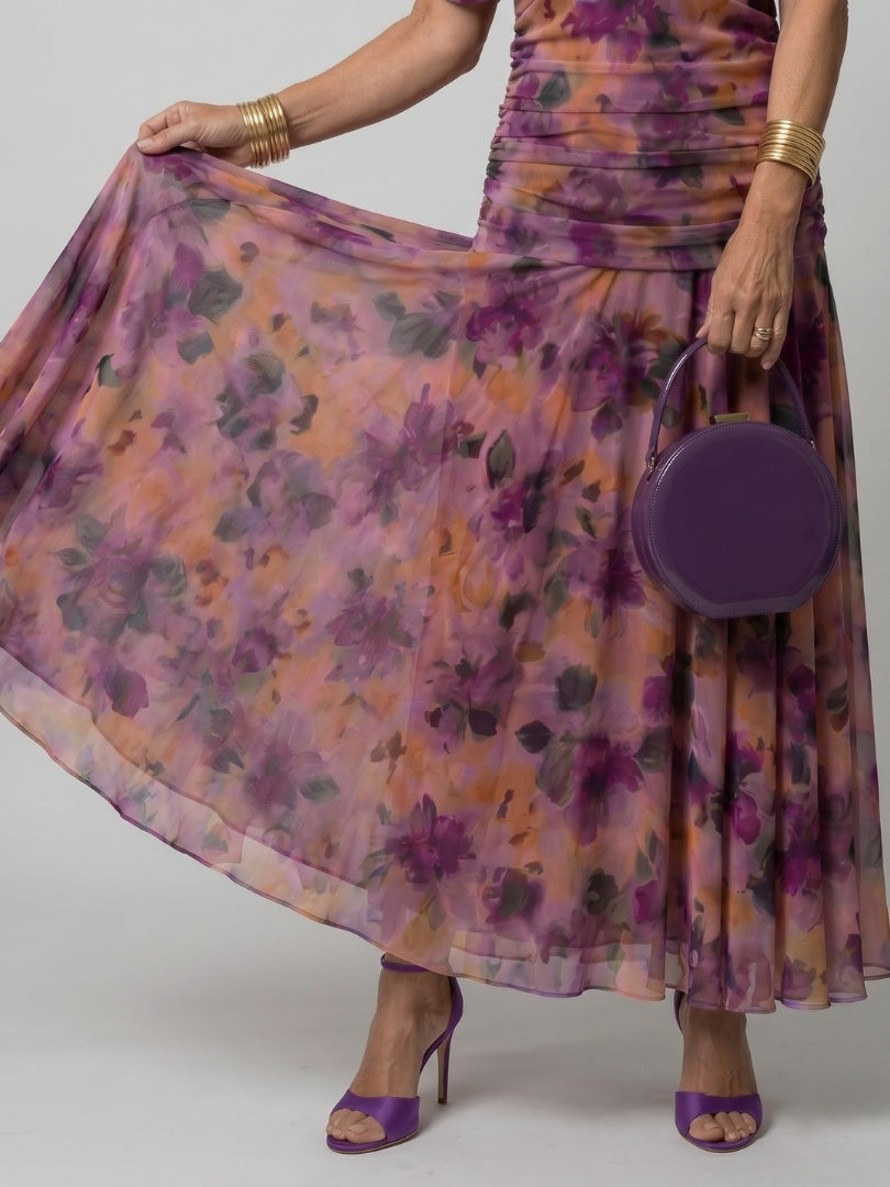 Soledad | Vestido Midi Drapeado Estampado Floral Mujer Sin Hombros
