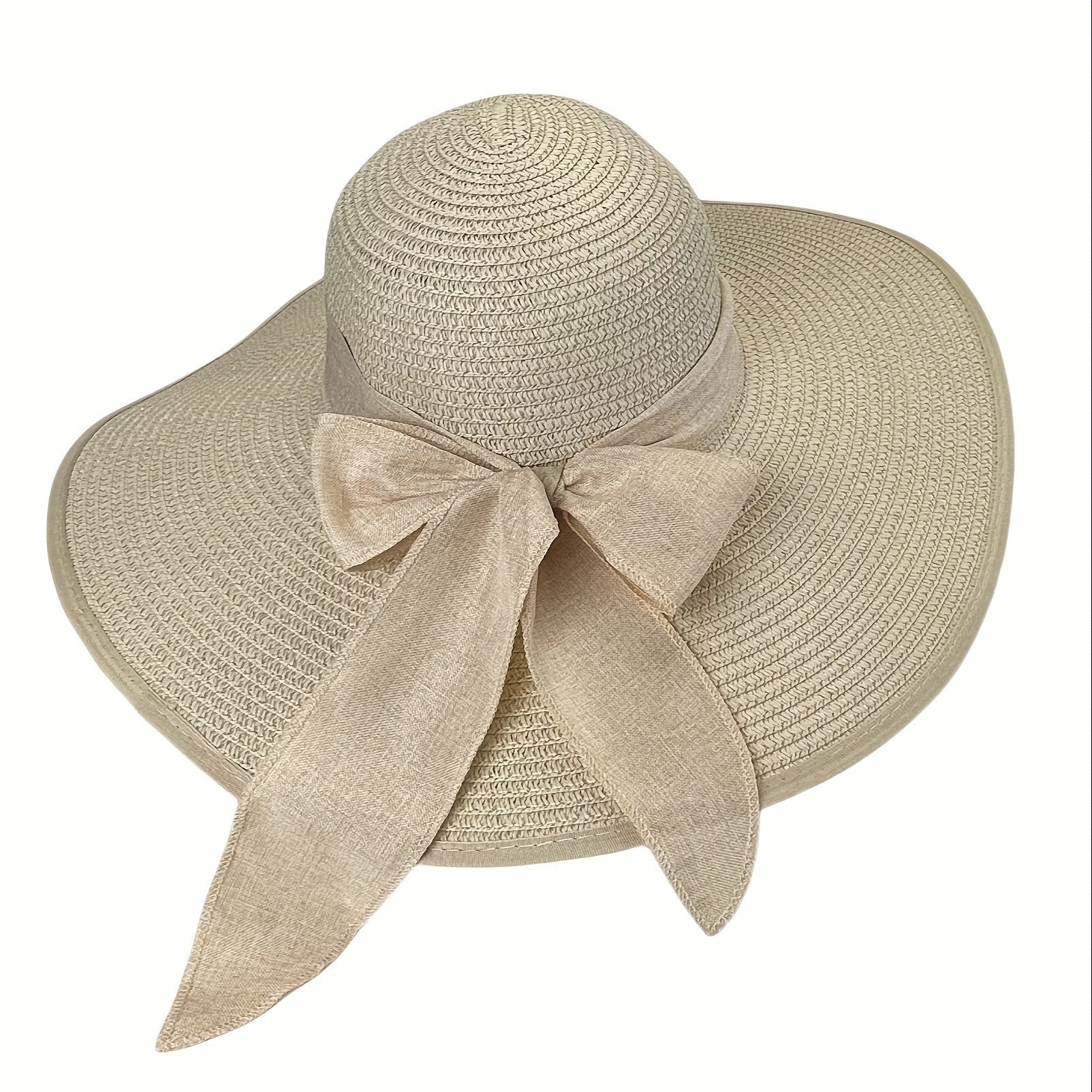 Sombrero de Ala Ancha de Paja Mujer Lazo Ajustable