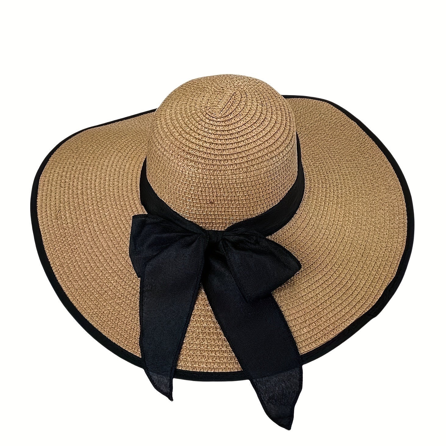 Sombrero de Ala Ancha de Paja Mujer Lazo Ajustable