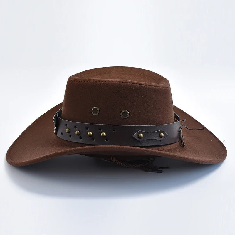 Sombrero Vaquero Western de Ala Ancha Hombre Banda Decorativa