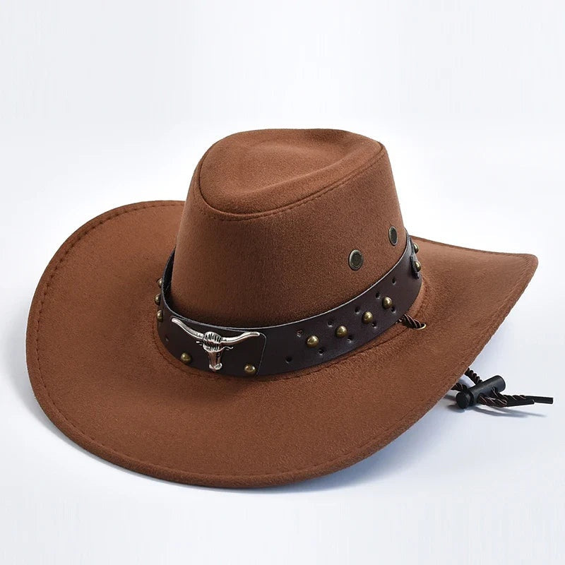 Sombrero Vaquero Western de Ala Ancha Hombre Banda Decorativa